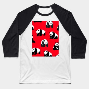 Pandas on a Red Background Baseball T-Shirt